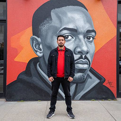 Man Posing by Urban Mural