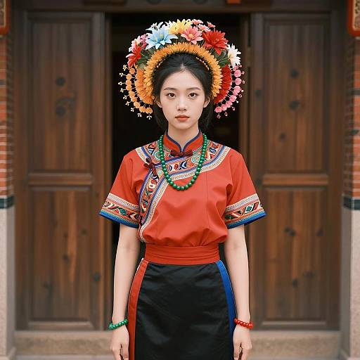 Cultural Heritage Portrait of Young Asian Woman