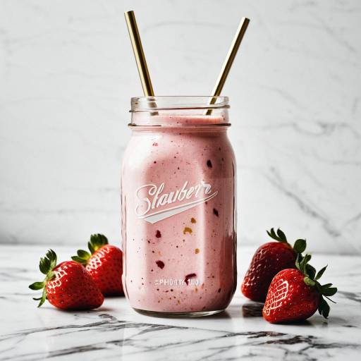 Strawberry Smoothie in Mason Jar