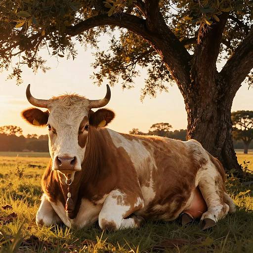 Detailed Naturalistic Cow Drawing at Sunset