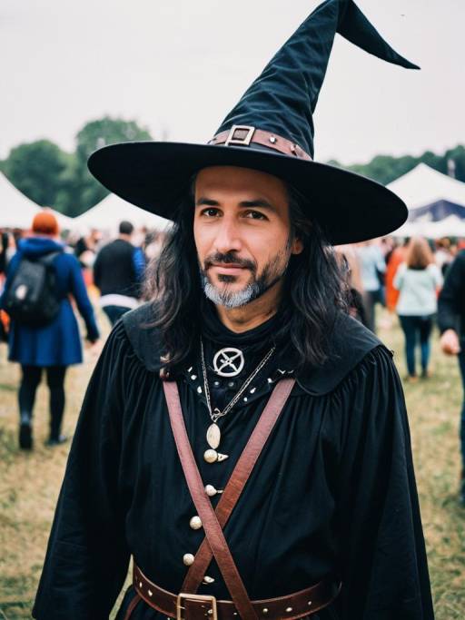 Man in Modern Witch Costume at Festival
