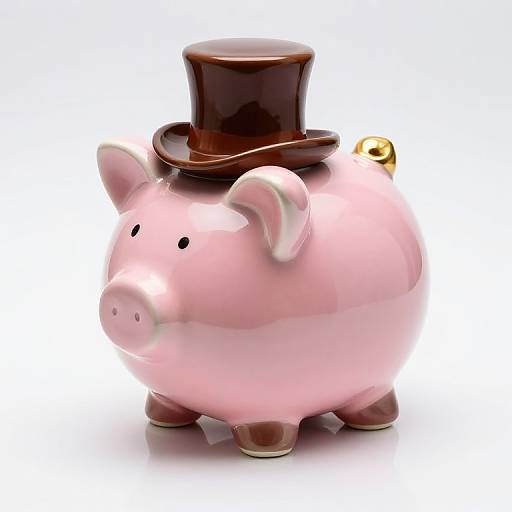 Glossy Pink Piggy Bank with Hat