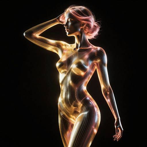 Luminous Metallic Silhouette Woman