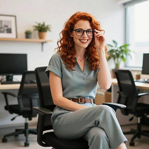 Cheerful Redhead in Tailored Jumpsuit