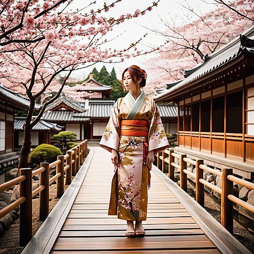 Serene Japanese Woman in Traditional Attire