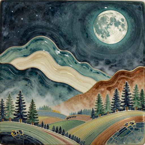 Dreamy Nocturne Ceramic Glaze Art