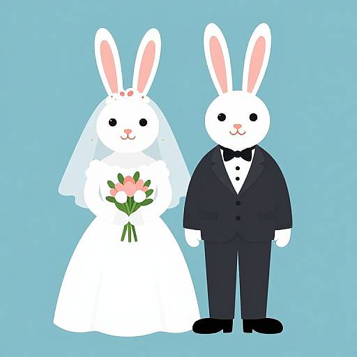Vector Art Rabbits in Wedding Attire