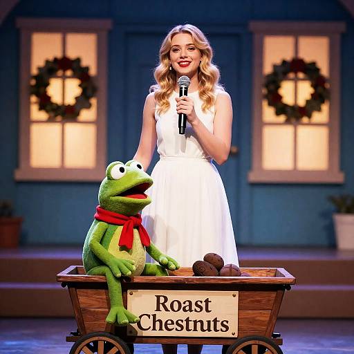 Blonde Singer with Frog Puppet Scene