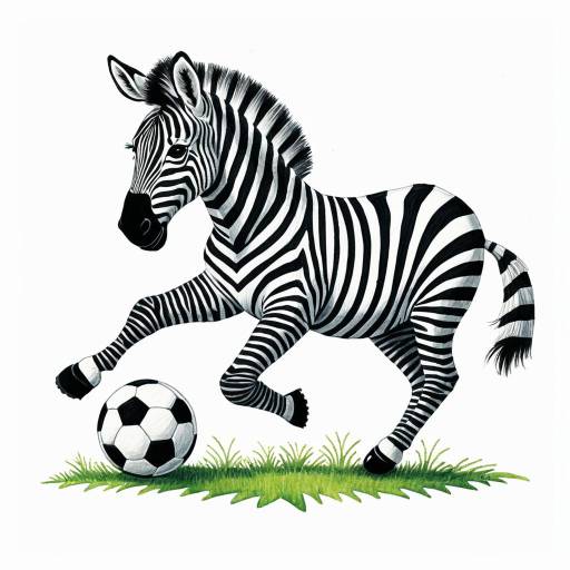 Cute Zebra Playing Soccer Illustration