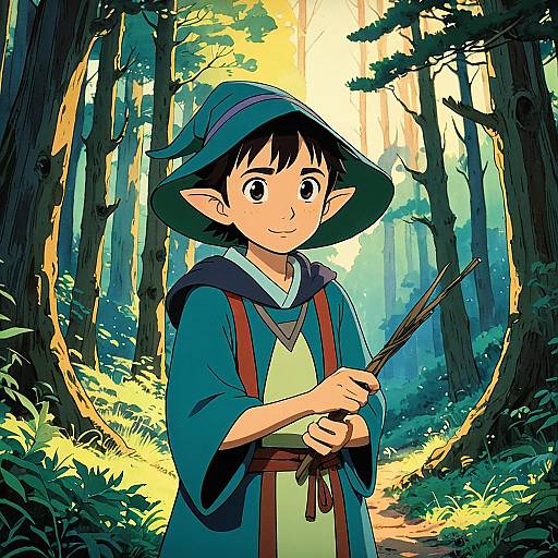 Mage Apprentice in Forest Clearing