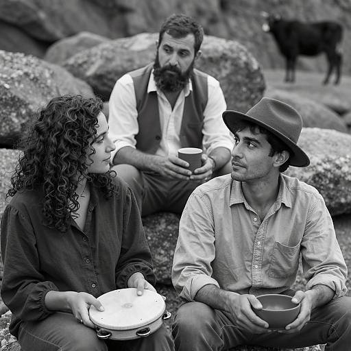 Intimate Outdoor Gathering in Monochrome