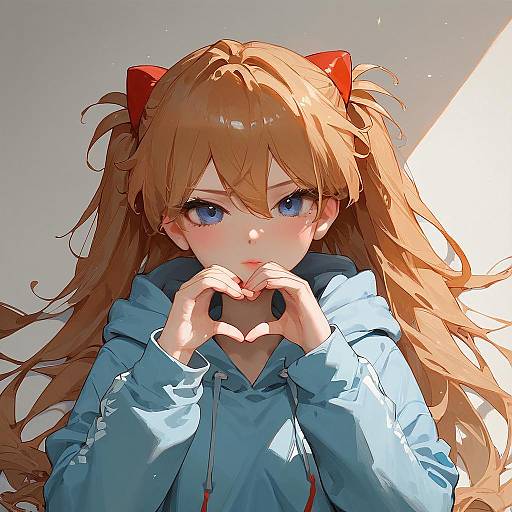 Anime Girl Making Heart Hands