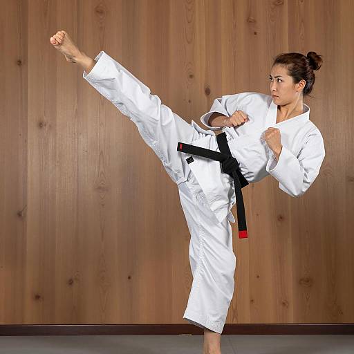 Dynamic Karate Action with Intense Focus