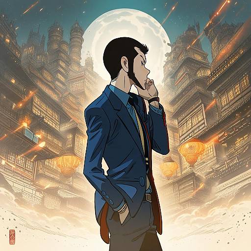 Illustration of Arsene lupin iii, lupin iii in the style of Gensoukoumuten