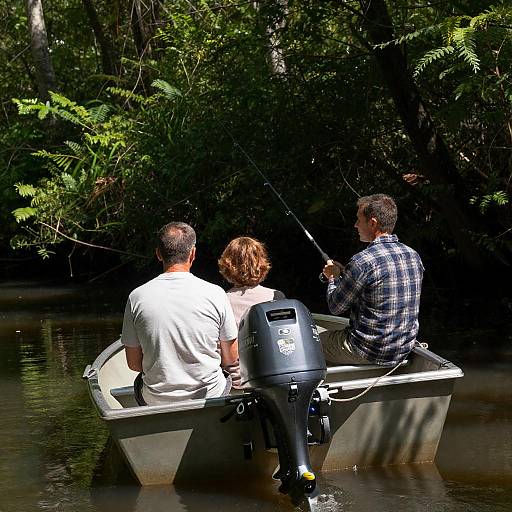 Serene Boat Journey Through Dense Forest