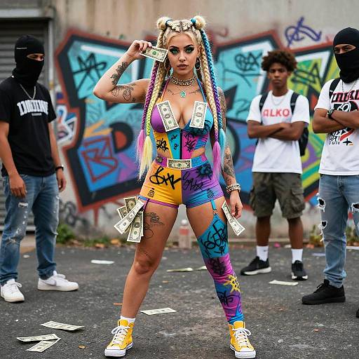 Ghetto Female Graffiti Artist with Money