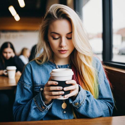 Realistic Portrait of a Girl with Coffee
