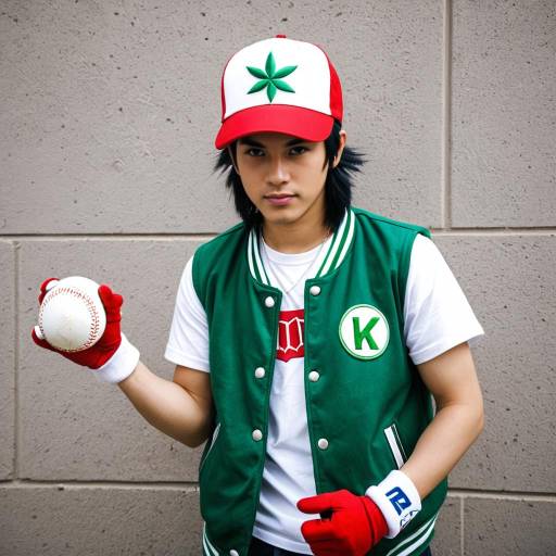 Young Male Baseball Cosplayer Holding Ball