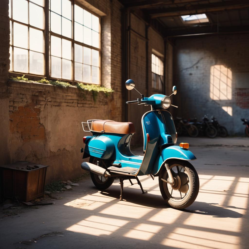 Nostalgic Moped at Abandoned Factory