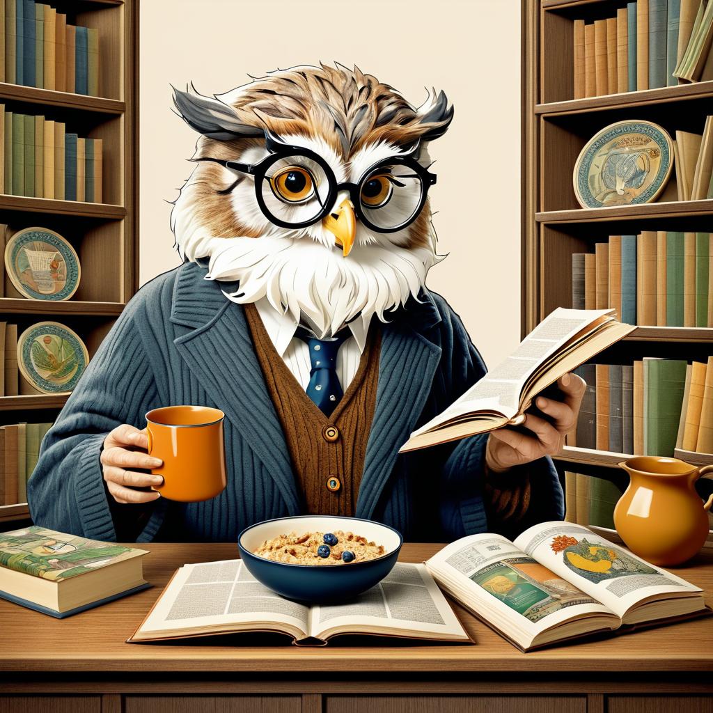 Whimsical Vintage Owl Cereal Poster