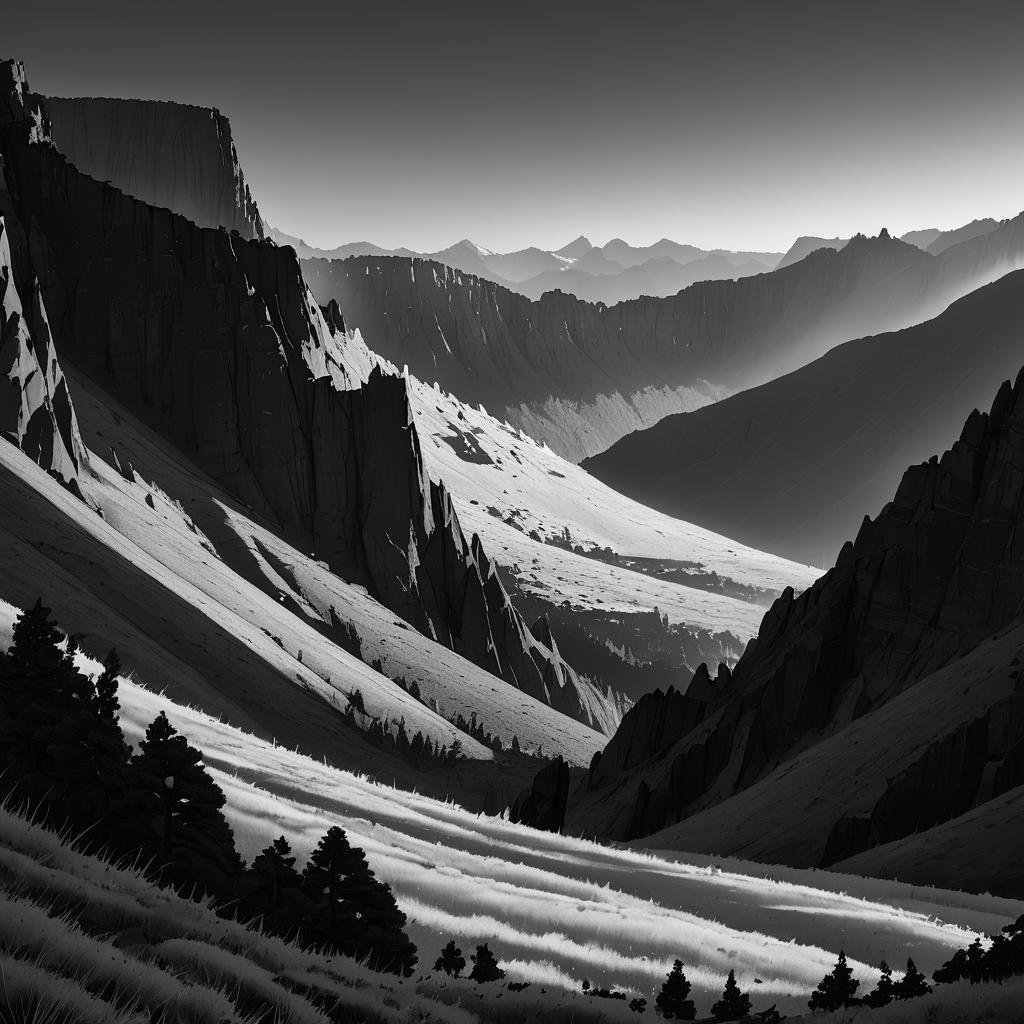 Majestic Black-and-White Highlands at Dawn