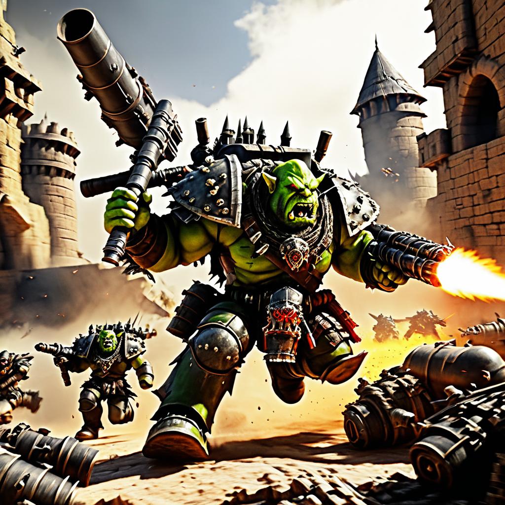 Ork Warlord's Fierce Battle Charge