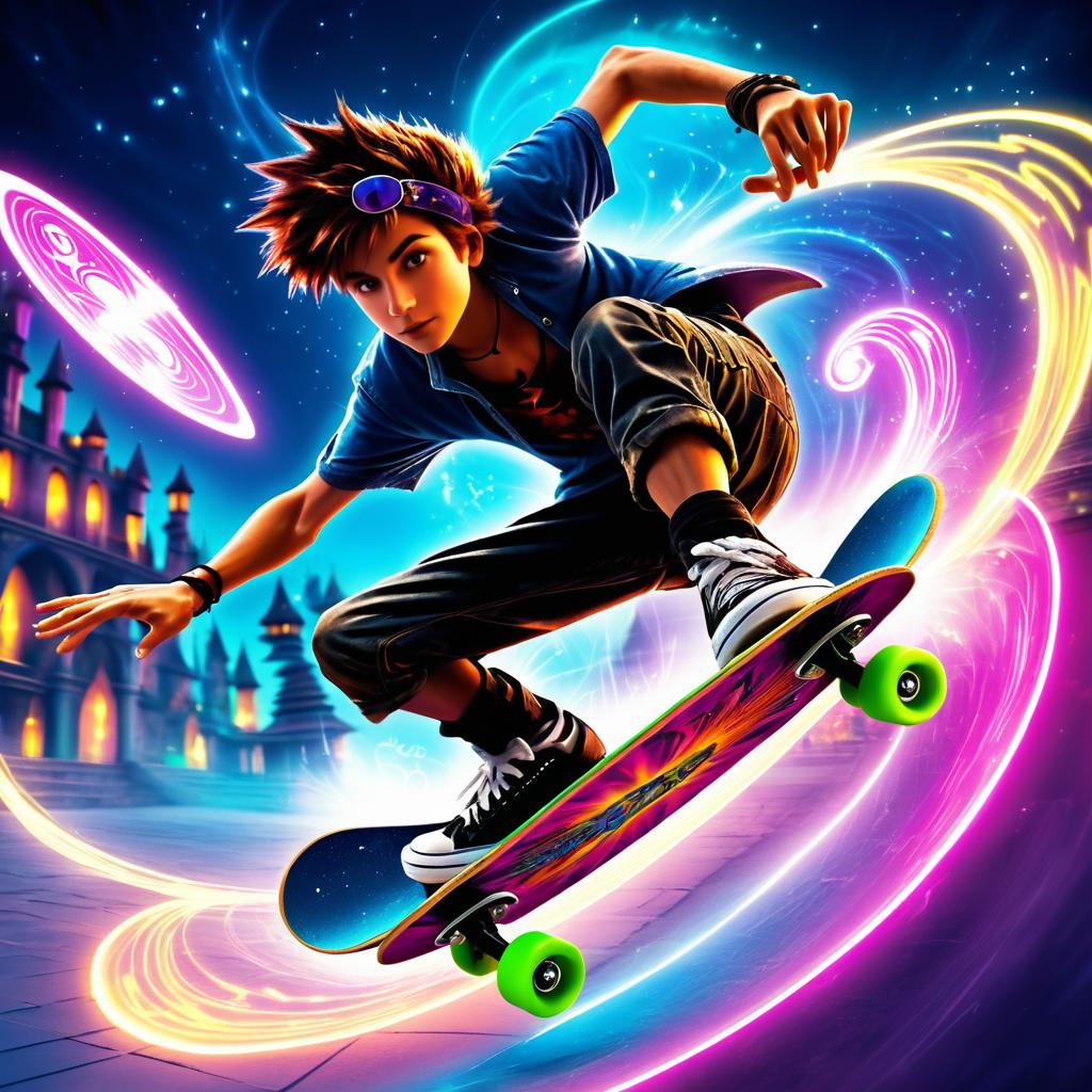 Magical Skateboard Tricks in a Fantasy World