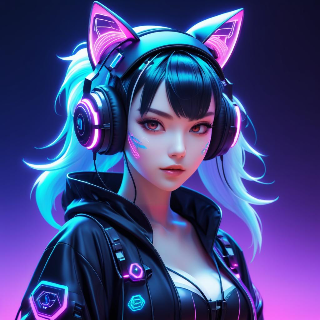 Cyberpunk Gamer Girl Ghost Illustration