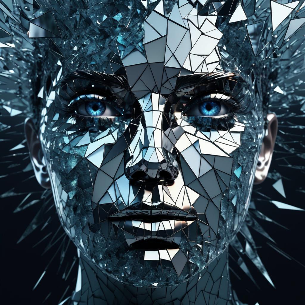 Surreal Shattered Glass Face Art