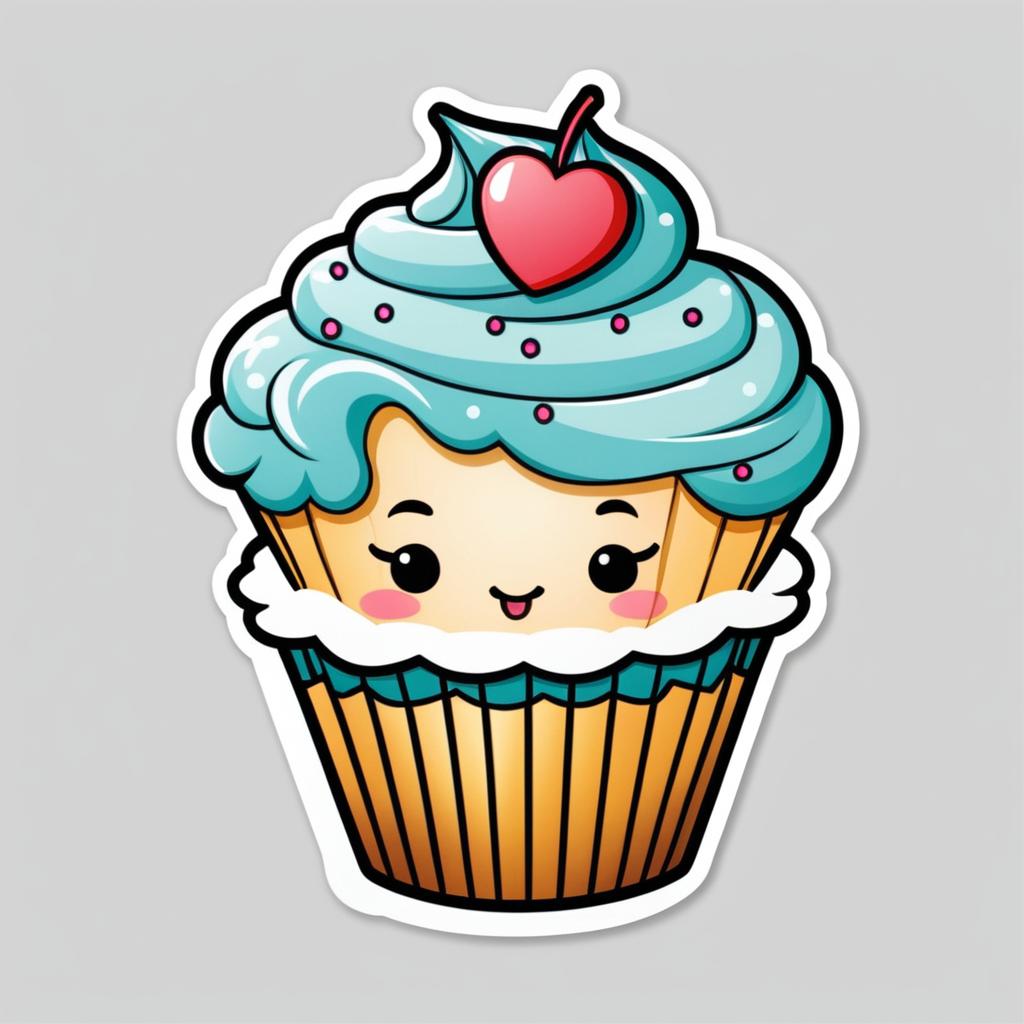 Kawaii Patina Cupcake Cartoon Character