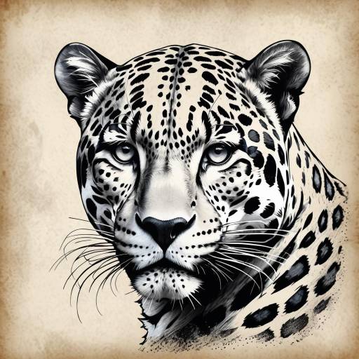Majestic Jaguar in Vintage Monochrome Style