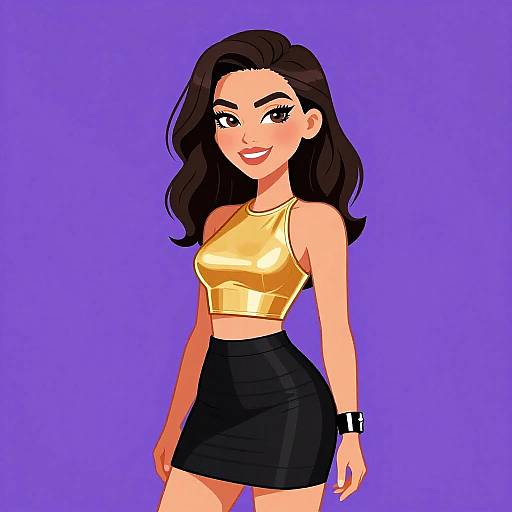 Glam Rock Woman in Gold and Black