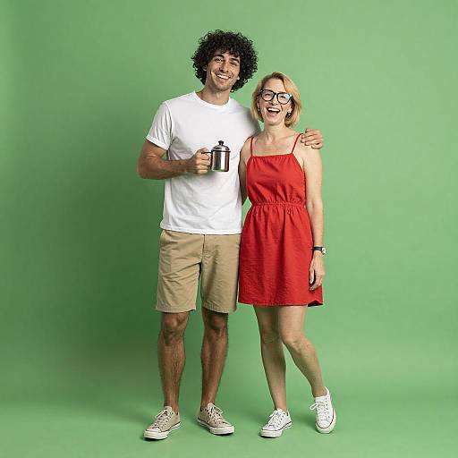 Joyful Couple with Thermos Outdoors
