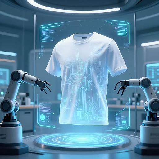 Futuristic AI Shirt Lift Scene