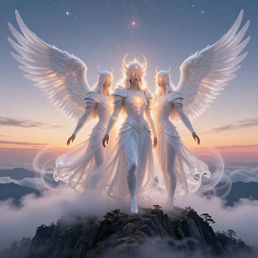 Celestial Aasimars on Mountain Peak