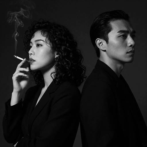 Moody Black and White Portrait of Couple