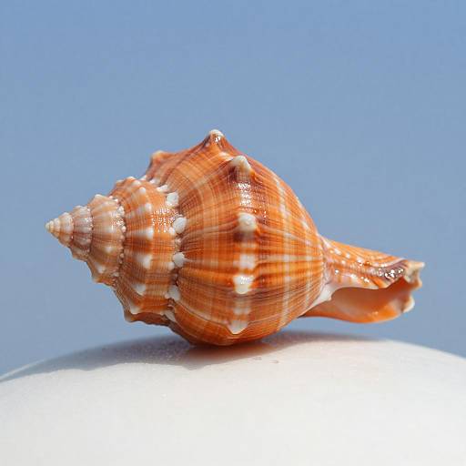 Vibrant Orange Seashell on White Surface
