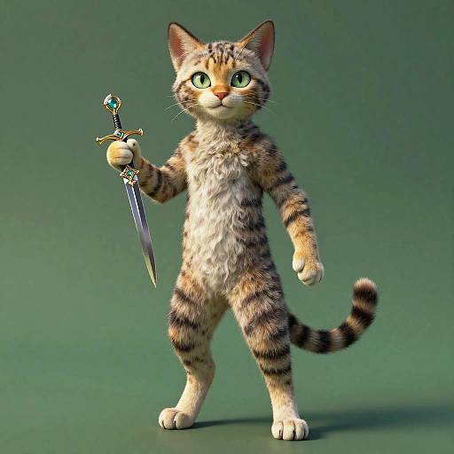 Elegant Feline Humanoid with Jeweled Dagger