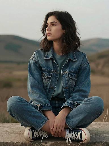 Moody Denim Portrait in Rugged Outdoors