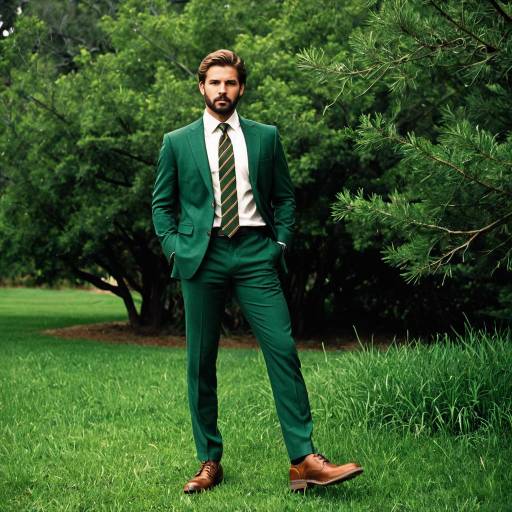 Man in Hunter Green Suit Standing Outdoors