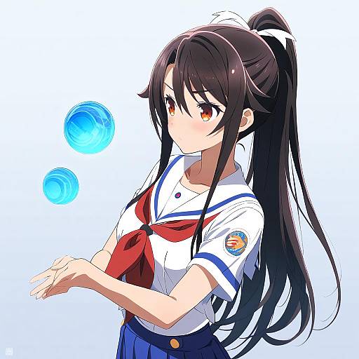 Illustration of Munetani mashiro, high school fleet in the style of Mhk (mechamania)