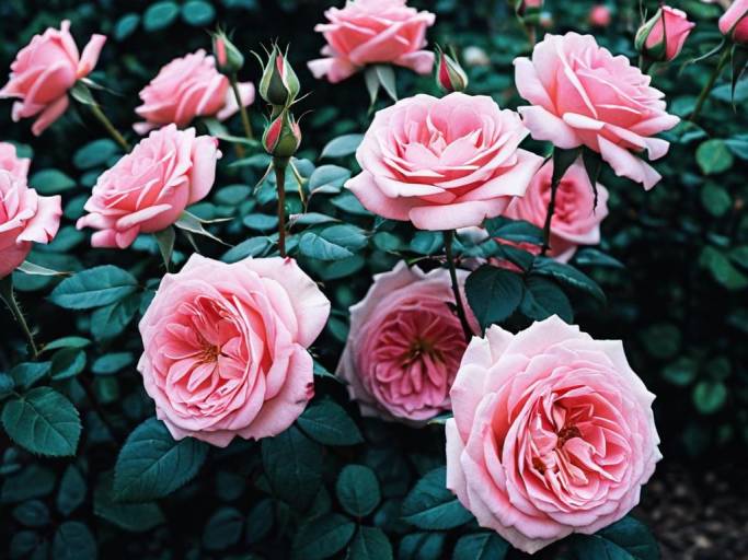 Blooming Pink Roses Garden Wallpaper