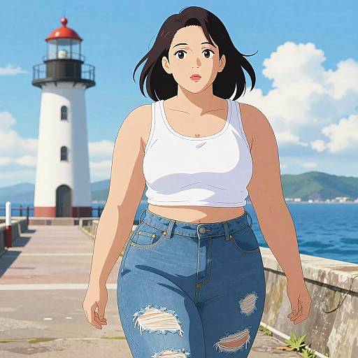 Plus-Size Woman in Casual Streetwear