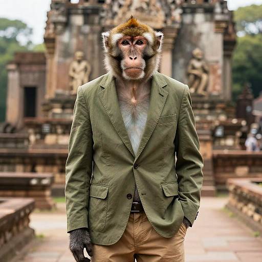 Regal Macaque in Casual Blazer