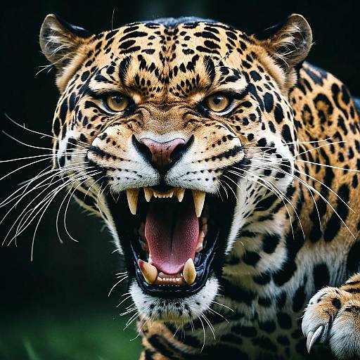Snarling Jaguar Close-Up