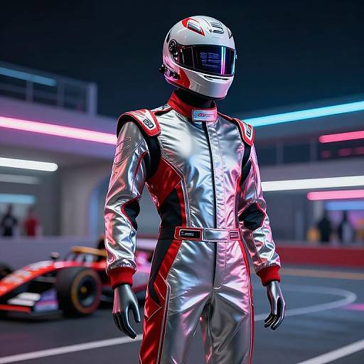 Futuristic Racing Mannequin in Neon Track