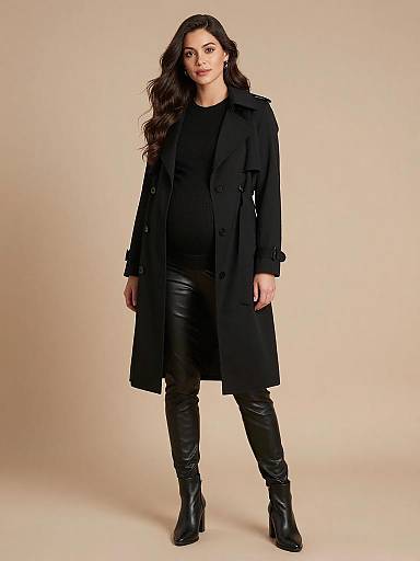 Sleek Monochrome Maternity Fashion Portrait