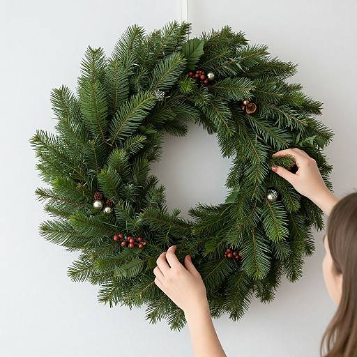 Woman Crafting Vibrant Holiday Wreath