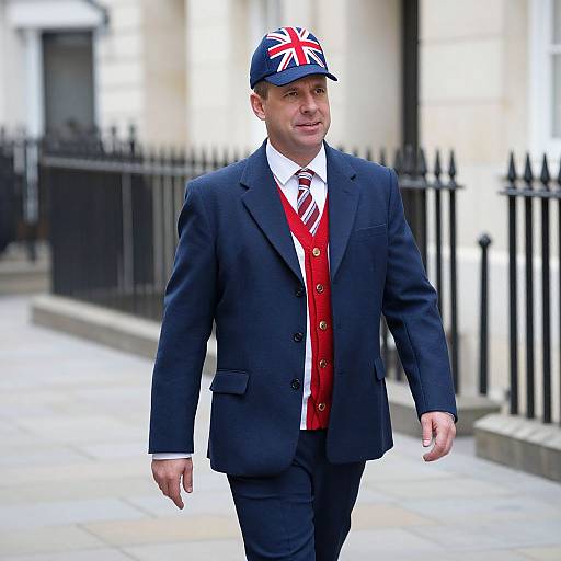 Humorous British Icon in Classic Attire