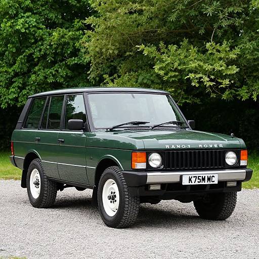 Classic Green Range Rover on Gravel